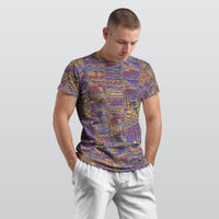 Men's Royal Blue Gold Digital Mosaic O-Neck T shirt
