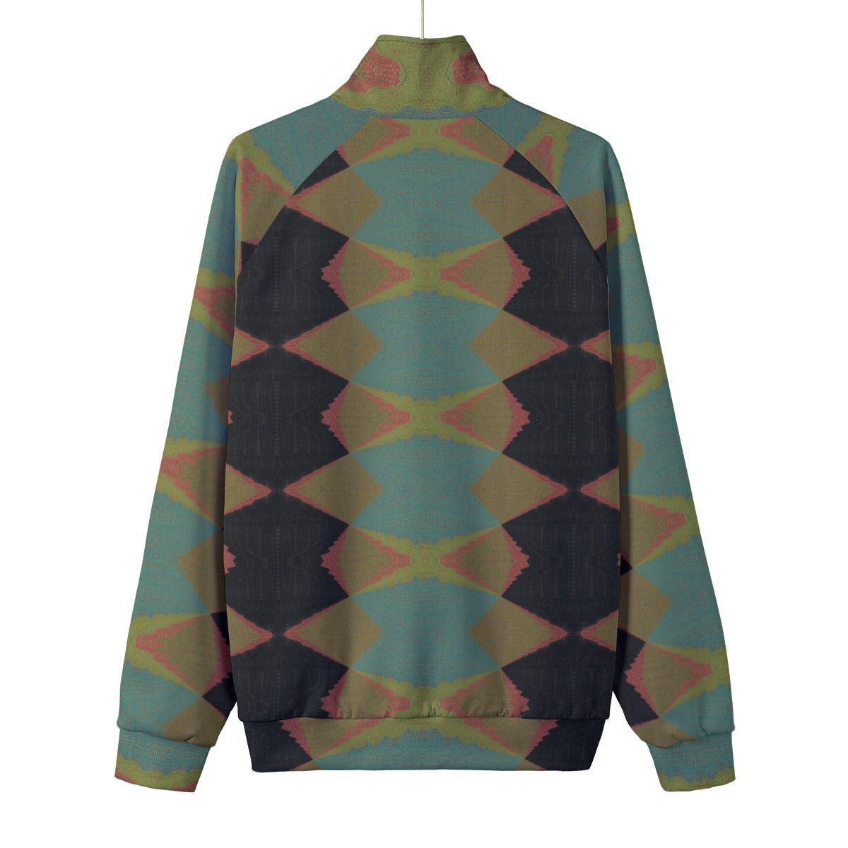 Men's Teal Geometric Harlequin Stand Collar Jacket