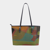 Women's Green Orange Textured Abstract Design Tote Bag
