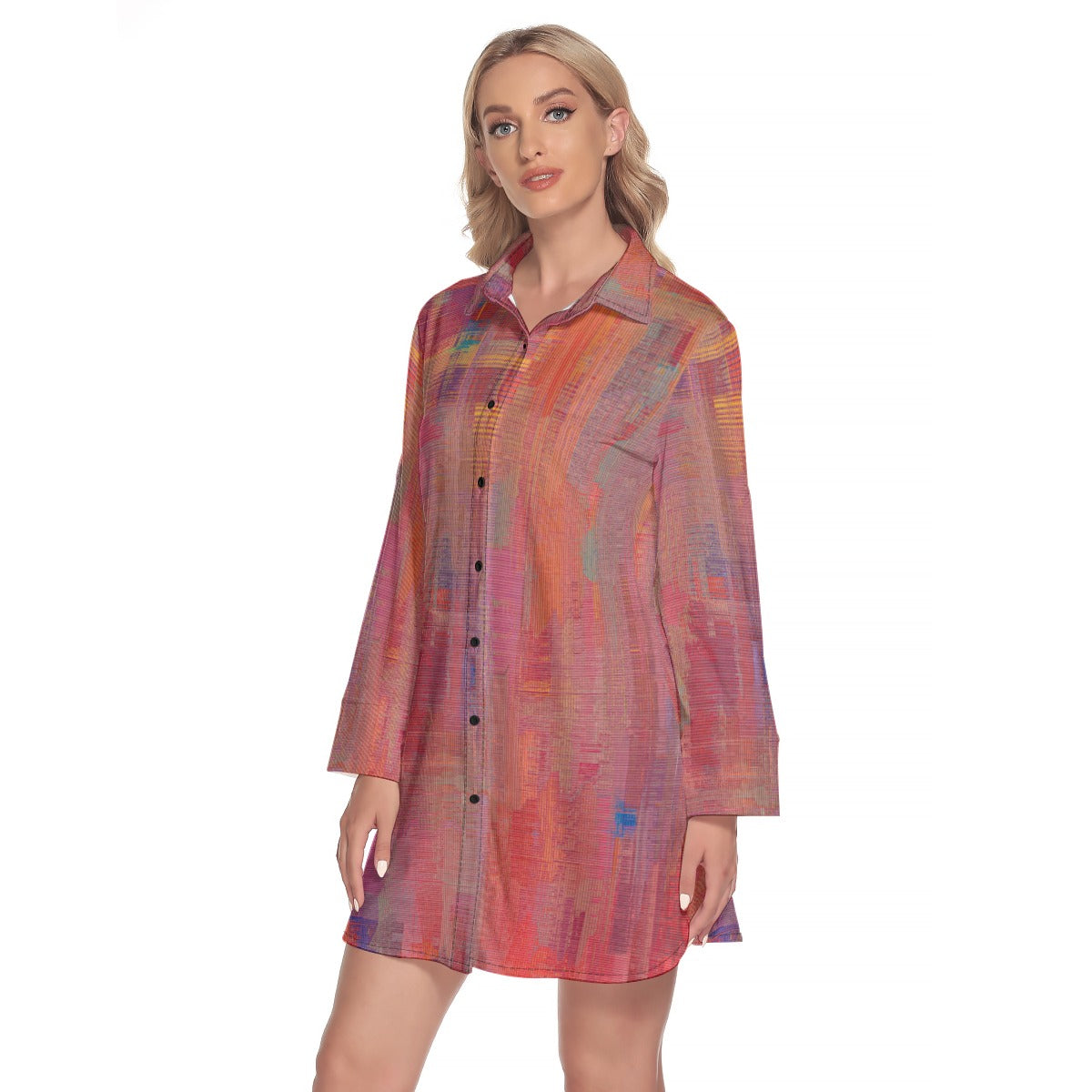 Women's Coral Dress Shirt – Custom-Designed Art Print