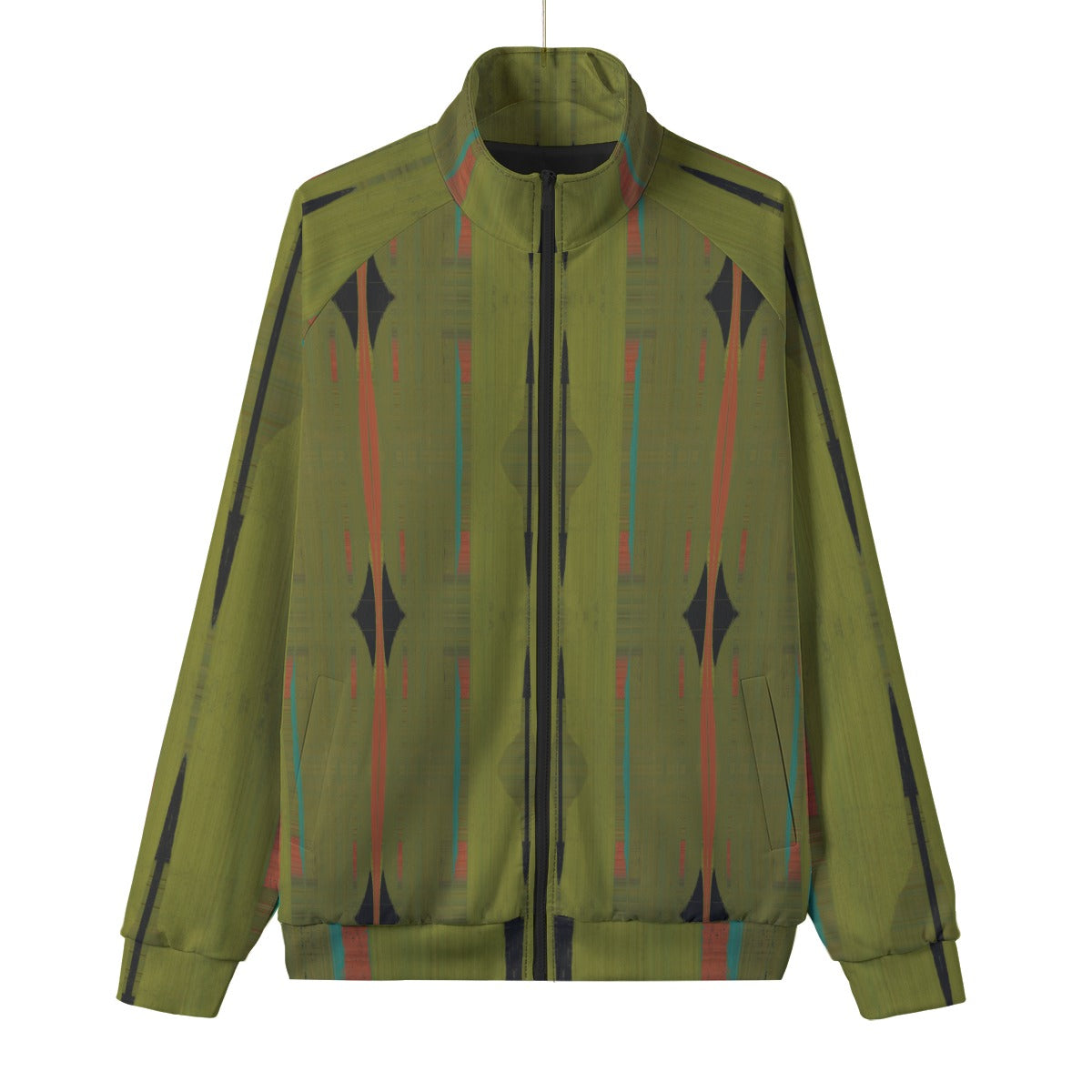 Men's Olive Green Outerwear Stand Collar Jacket