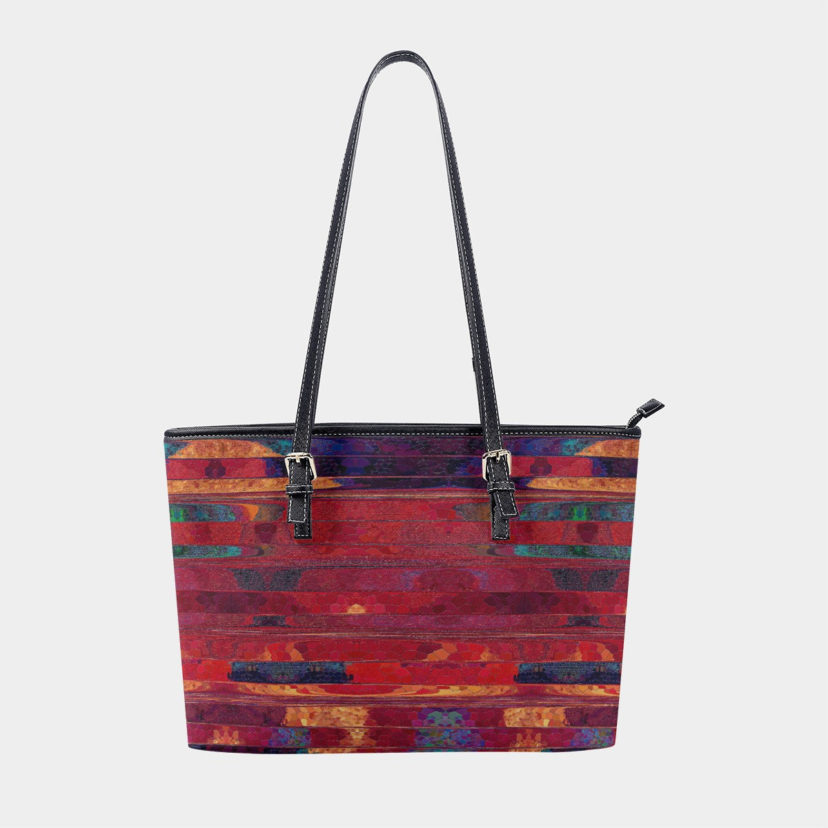 Women's Dark Red Blue Abstract Strips Texture Tote Bag