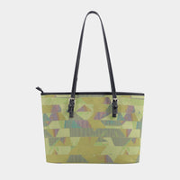 Women's Yellow Green Abstract Textured Geometric Pattern Tote Bag