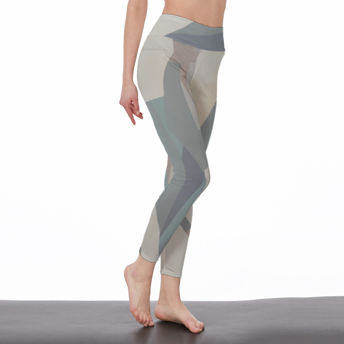 Slate Grey Geometric Texture High Waist Leggings