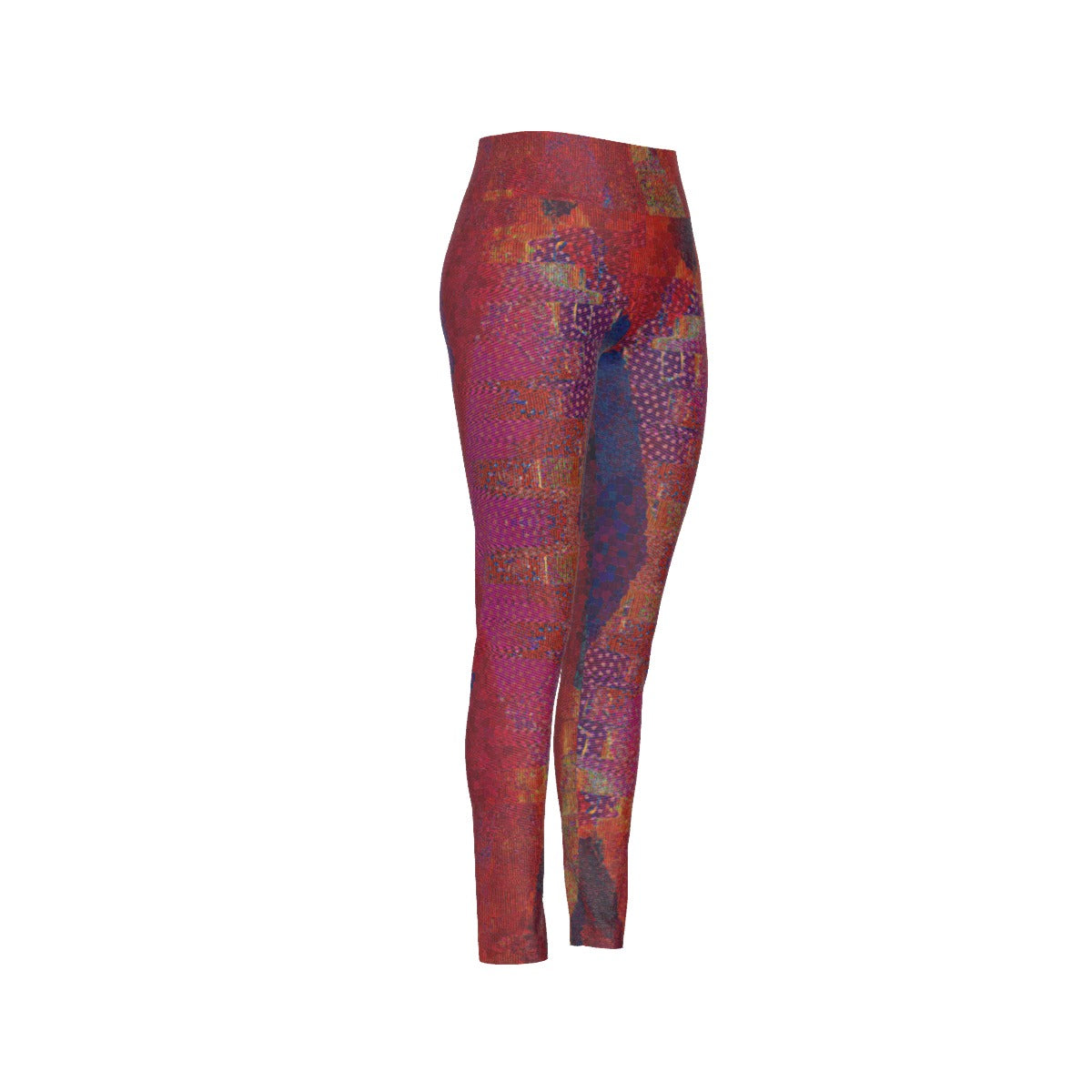 Maroon Indigo Mosaic Texture High Waist Leggings