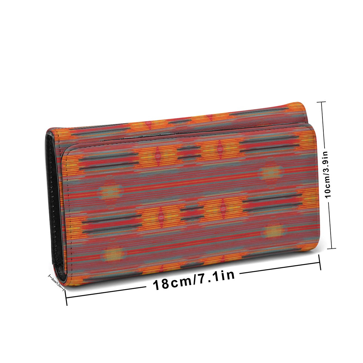 Women's Orange Red Striped Ikat Pattern Foldable Wallet