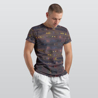 Men's Purple Golden Abstract Wave O-Neck T-shirt