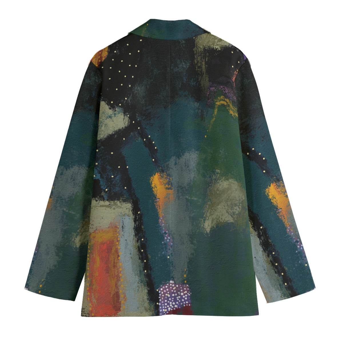 Women's Muted Olive Green Pixel Texture Blazer - Abstract Print Jacket