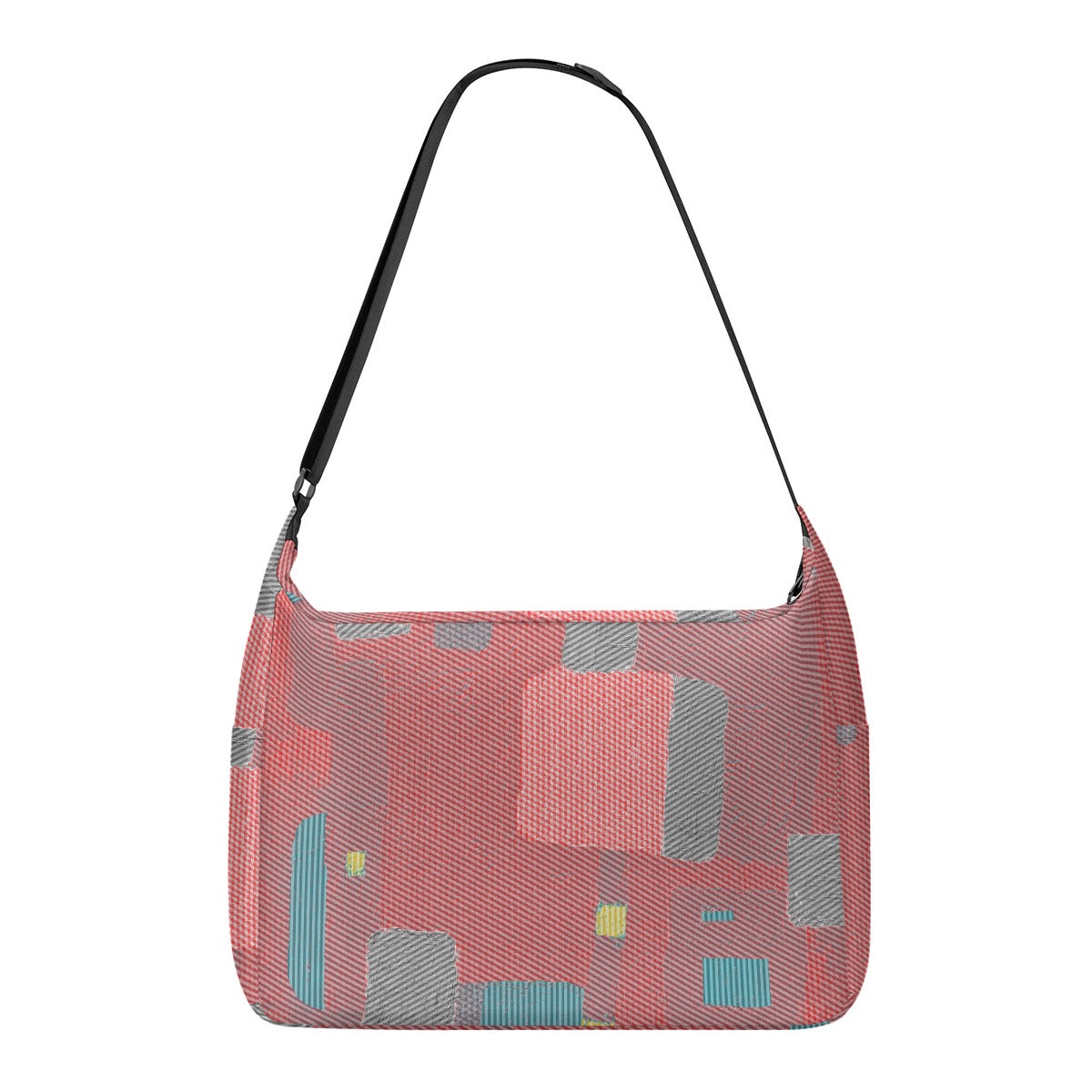 Women's Pink Gray Diagonal Texture Print Messenger Bag