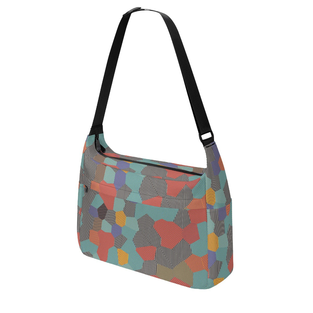 Women's Multi-color Black Striped Geometrical Messenger Bag