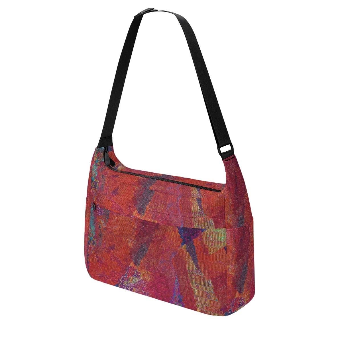 Women's Abstract Red Purple Textured Messenger Bag
