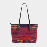Women's Dark Red Blue Abstract Strips Texture Tote Bag