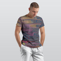 Men's Indigo Purple Abstract Wave O Neck T-shirt