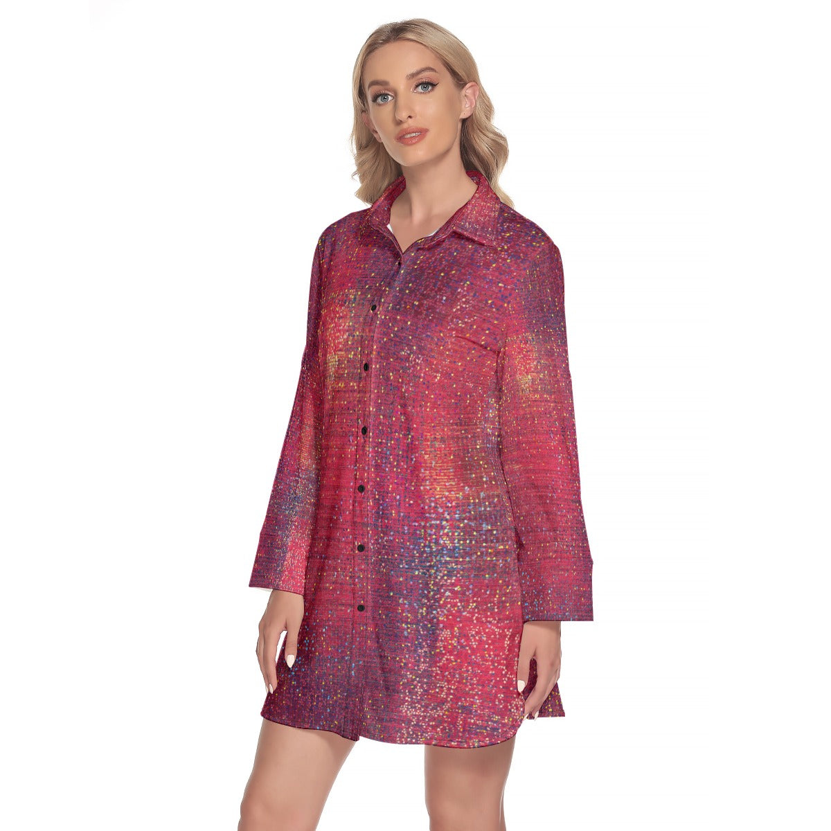 Womens Dark Pink Shirt Dress