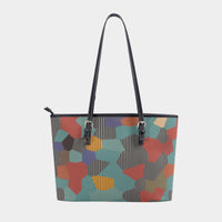 Women's Multi-color Black Striped Geometrical Texture Tote Bag