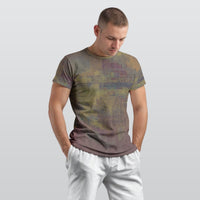 Men's Olive Green Ochre Pixelated O Neck T-shirt