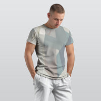 Men's Dove Gray Pale Slate Geometric Block O-Neck T shirt