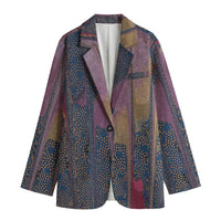 Women’s Purple Blue Art Print Blazer – Abstract Geometric Jacket