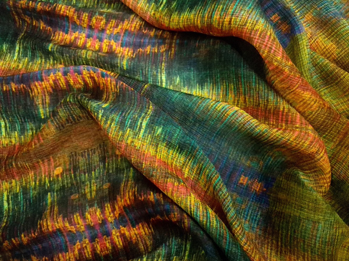 River delta on Crinkled Viscose Crepe