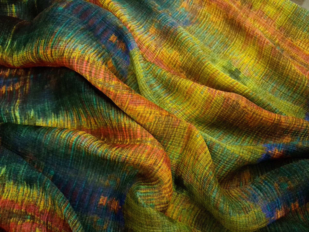 River delta on Crinkled Viscose Crepe