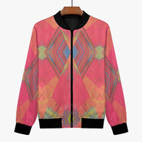 228.Women's MAGENTA MULTI-TONAL MOSAIC Bomber Jacket