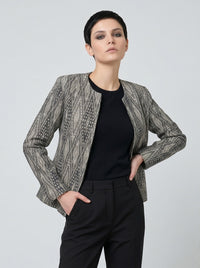 Natural Weave Cotton Jacket Women | Textured Open Front Blazer | Neutral Casual Workwear Coat | Handloom Style Ethnic Blazer
