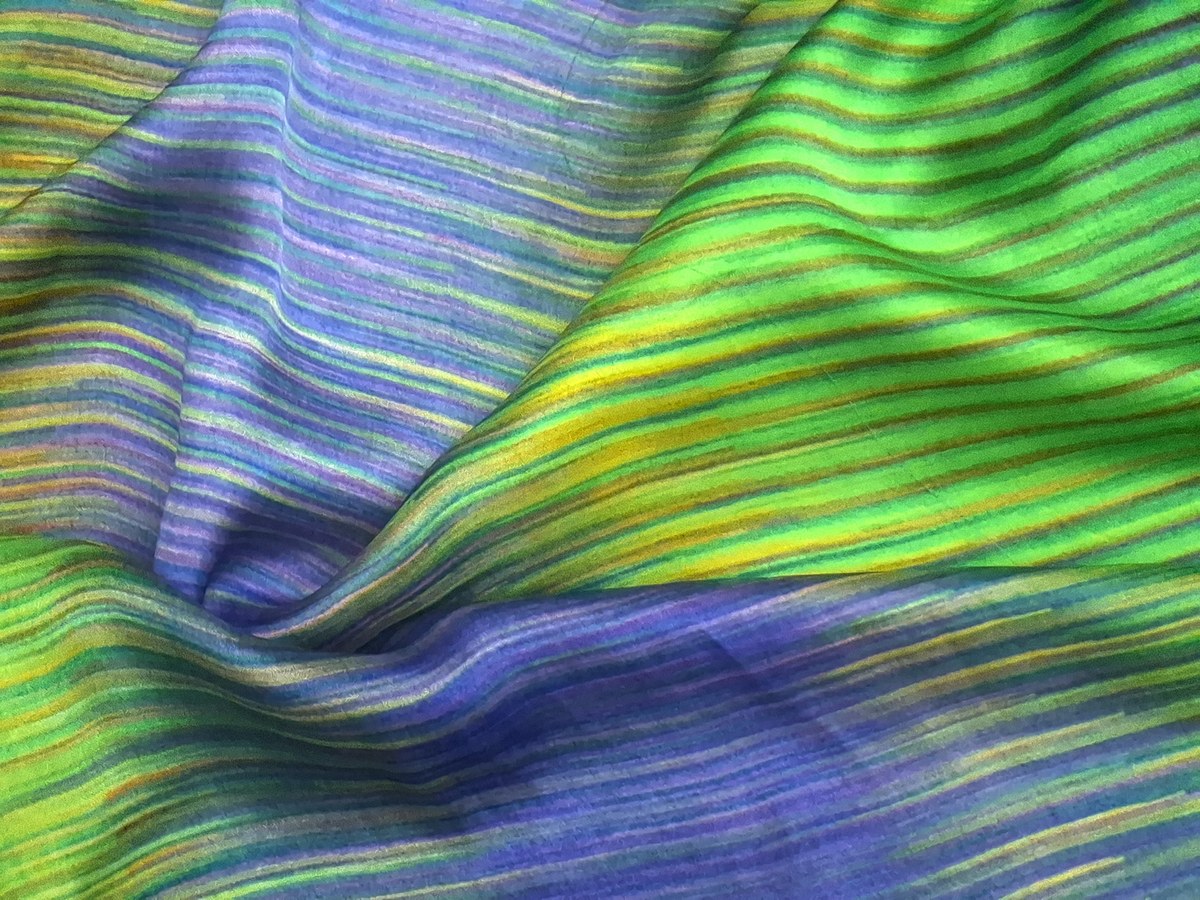 GREEN CASCADE ON BEMBERG MODAL SATIN