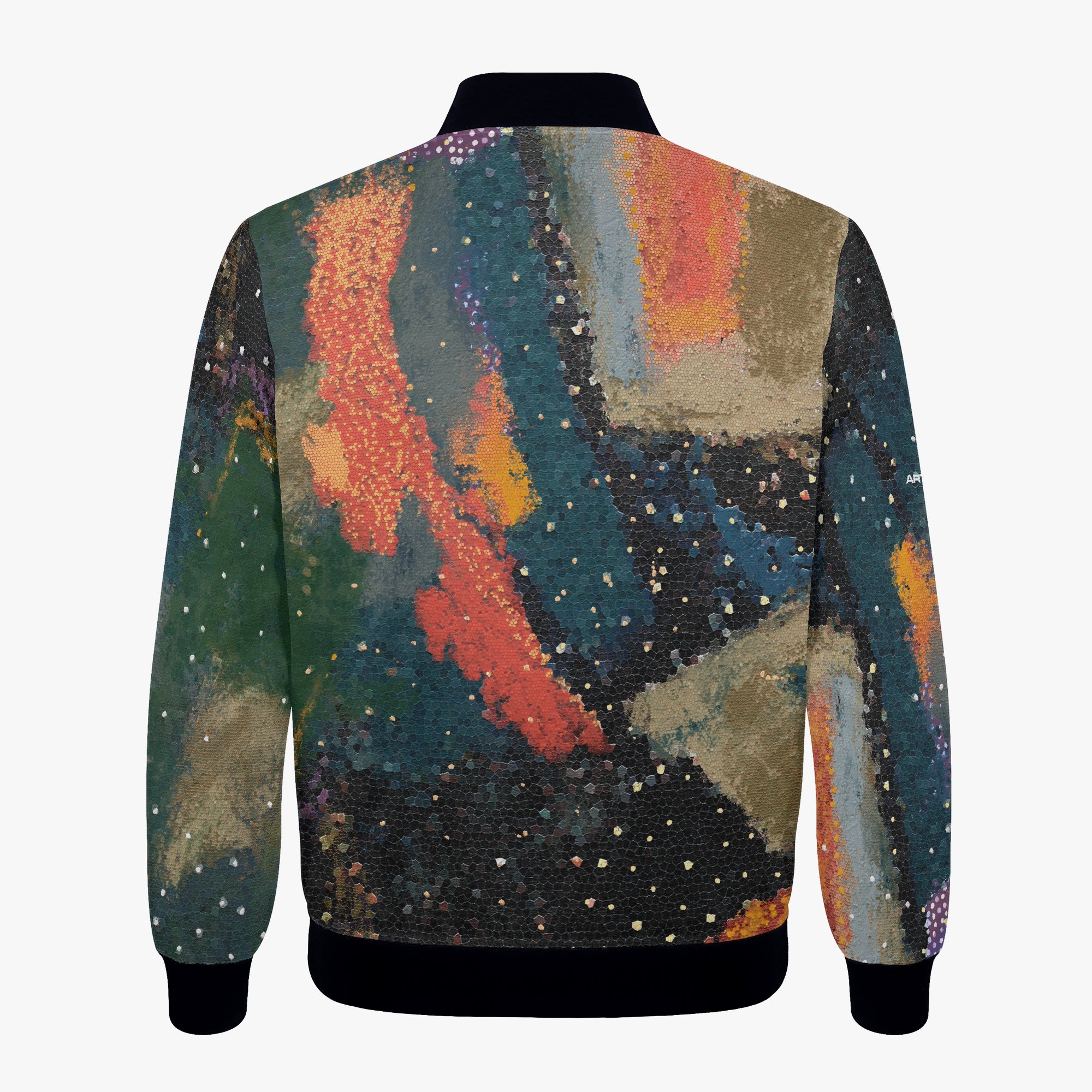 Women's Amber Celestial Mosaic Bomber Jacket | Navy Abstract Print