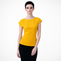 Yellow Schiffli Embroidered Rayon Top for Women | Sequin Cap Sleeve Blouse | Lightweight Summer Casual Top