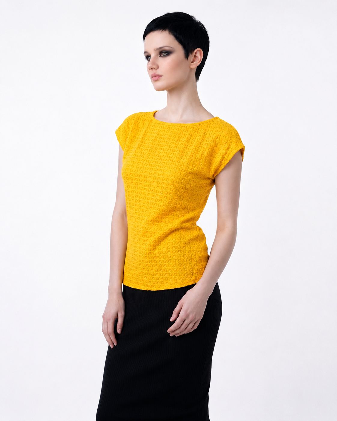 Yellow Schiffli Embroidered Rayon Top for Women | Sequin Cap Sleeve Blouse | Lightweight Summer Casual Top