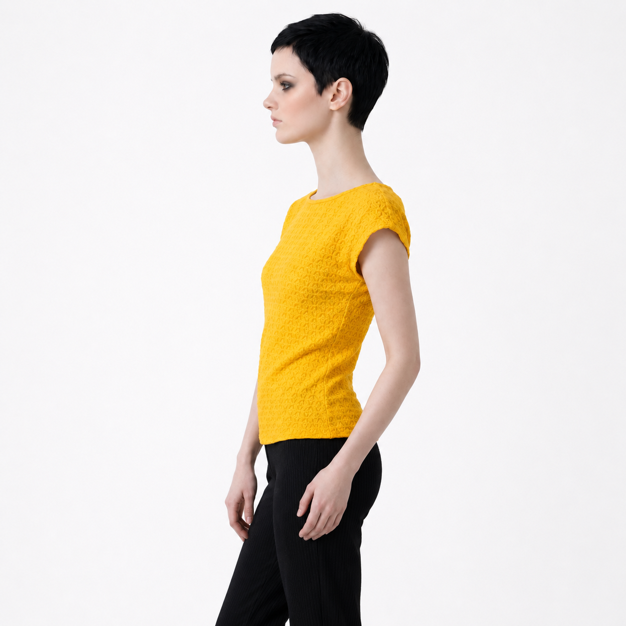Yellow Schiffli Embroidered Rayon Top for Women | Sequin Cap Sleeve Blouse | Lightweight Summer Casual Top