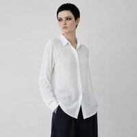 Women's white viscose Cotton Shirt – White Lightwaight Shirt