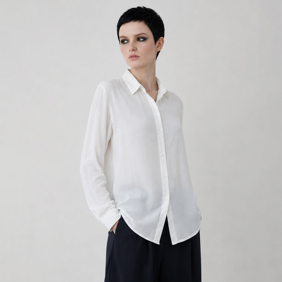 Women's white viscose Cotton Shirt – White Lightwaight Shirt