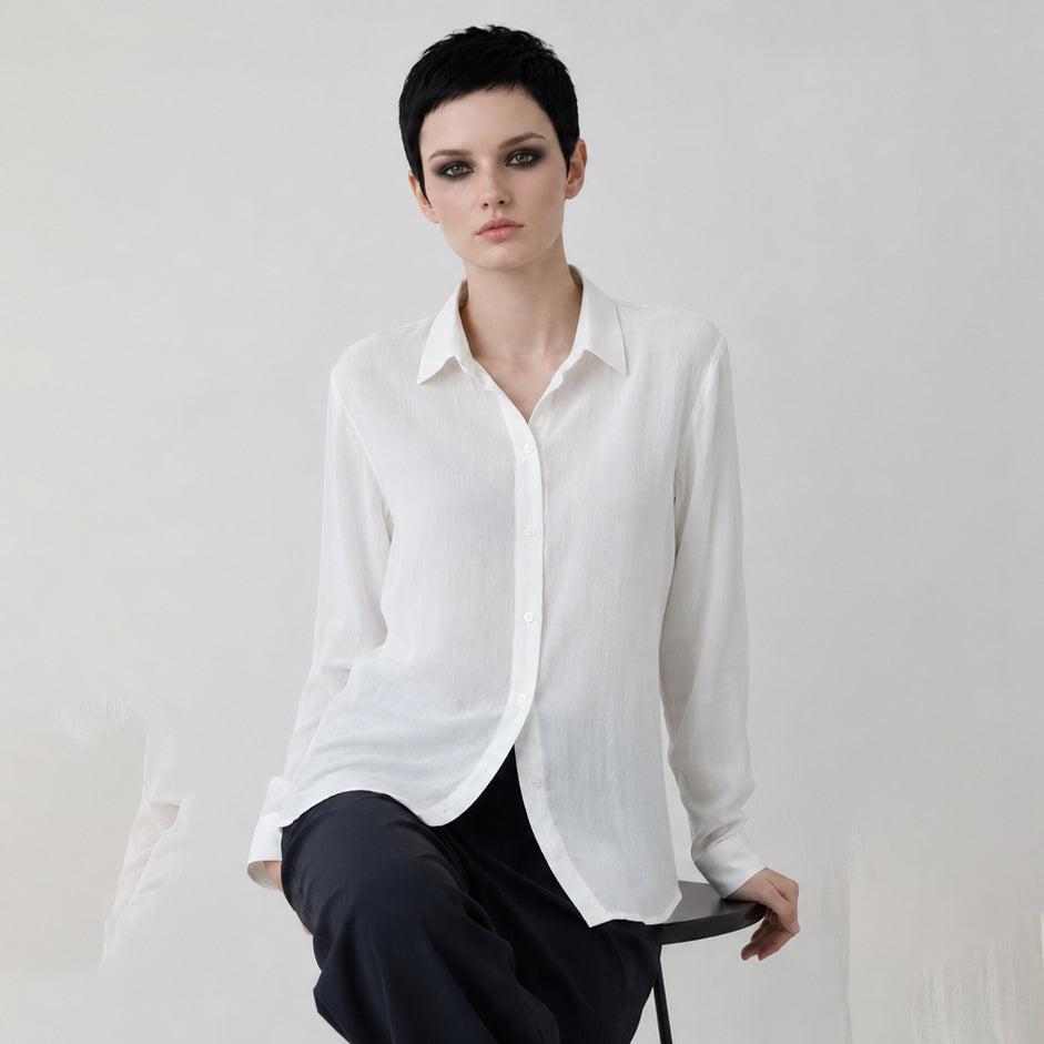 Women's white viscose Cotton Shirt – White Lightwaight Shirt