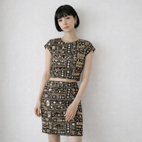 custom black croptop and skirt with embroidery and faux mirror work