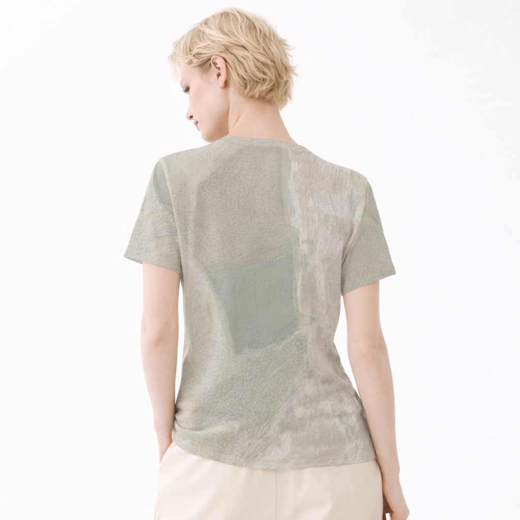 Women's Sand Beige Abstract Stone Texture Cotton T-Shirt