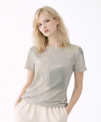 Women's Sand Beige Abstract Stone Texture Cotton T-Shirt