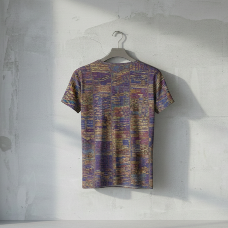 Men's Royal Blue Gold Digital Mosaic Cotton  T shirt