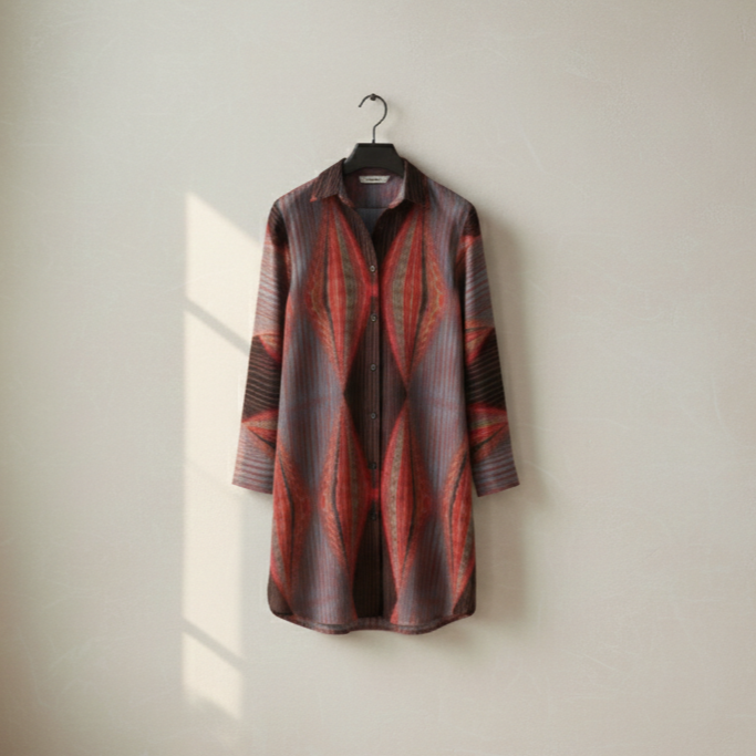 Women’s Black Diamond Shirt Dress – Custom-Designed Art Print N