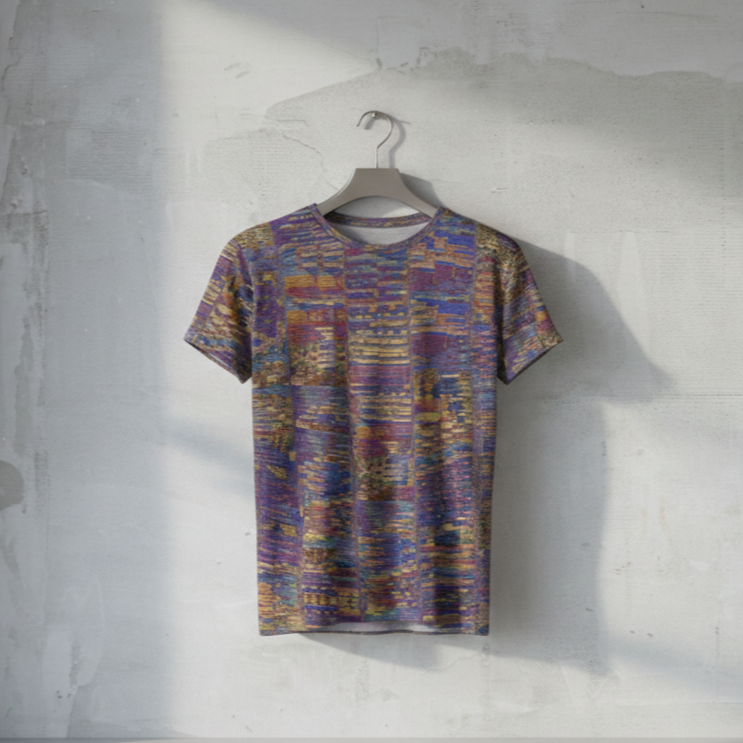 Men's Royal Blue Gold Digital Mosaic Cotton  T shirt