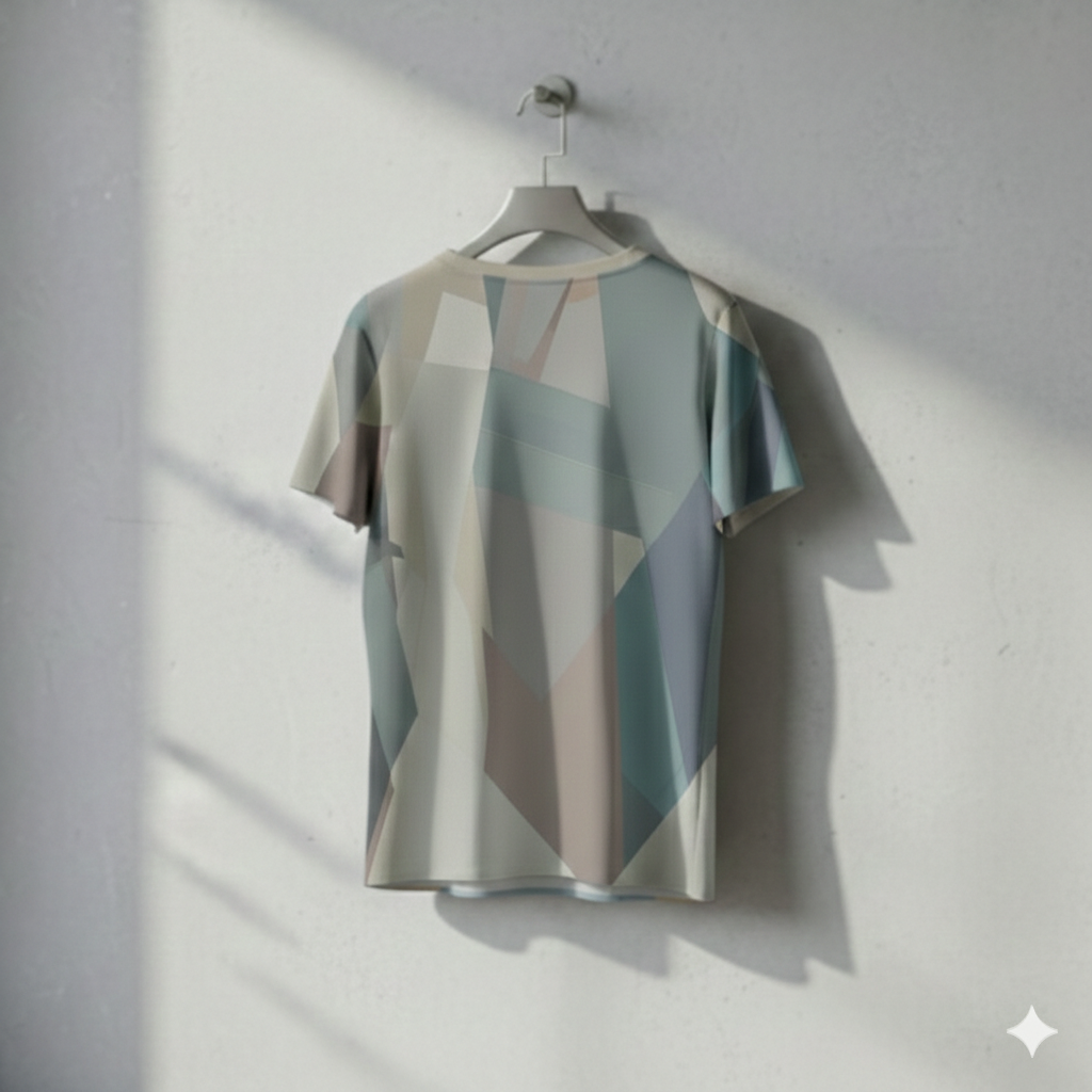 Men's Dove Gray Pale Slate Geometric Block Cotton T shirt