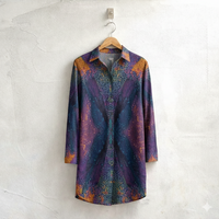 Women’s Purple & Teal Abstract Print Shirt Dress
