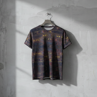 Men's Purple Golden Abstract Wave Cotton T-shirt