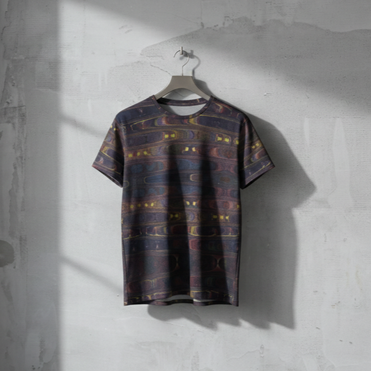 Men's Purple Golden Abstract Wave Cotton T-shirt