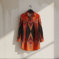 Women’s Fiery Shirt Dress – Custom-Designed Art Print Fashion
