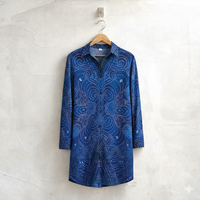 All-Over Print Women's Lapel Shirt Dress With Long Sleeve