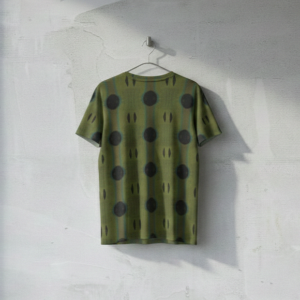 Men's Olive Green Black Abstract Dot Cotton T shirt