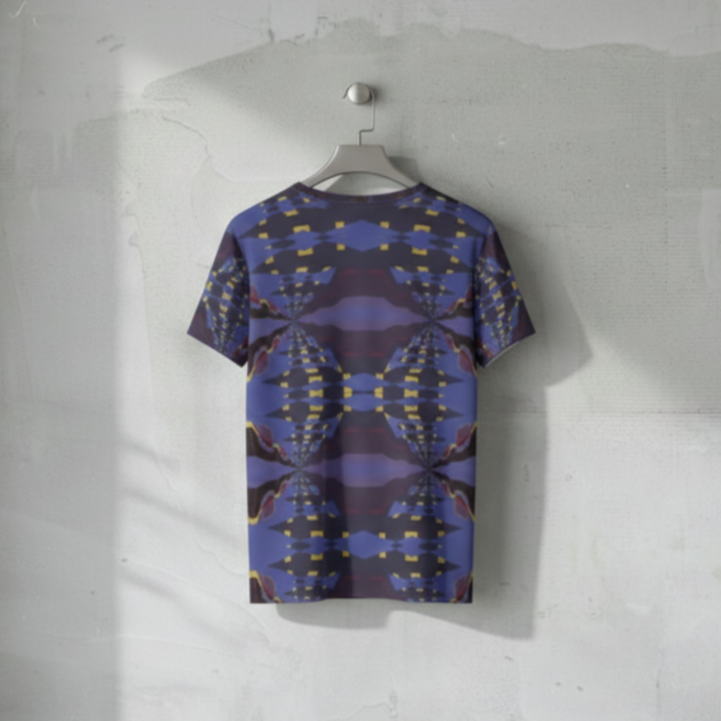 Men's Blue Yellow Kaleidoscopic O-Neck T-shirt