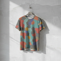 Men's Teal Coral Geometric Tessellation Cotton T shirt
