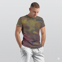 Men's Olive Purple Geometric Abstract Cotton T-Shirt